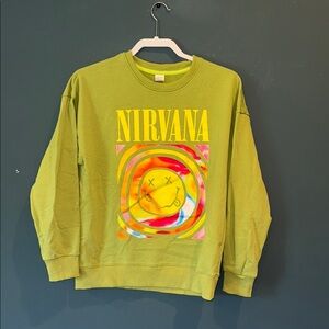 NIRVANA Green and Yellow Crewneck Sweater